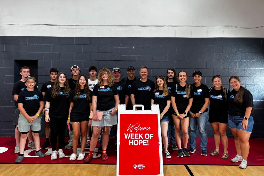 The Illumin8 youth group in matching shirts on their mission week
